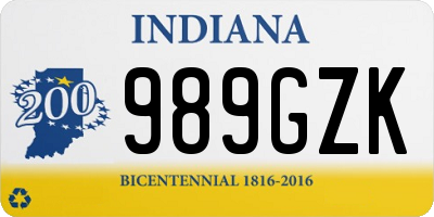 IN license plate 989GZK