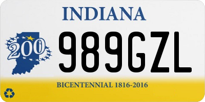 IN license plate 989GZL