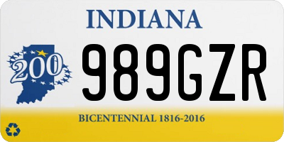 IN license plate 989GZR