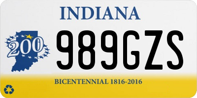 IN license plate 989GZS