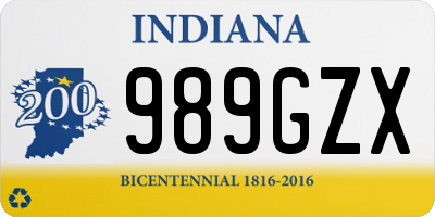 IN license plate 989GZX