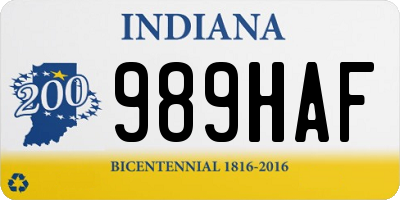 IN license plate 989HAF