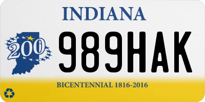 IN license plate 989HAK