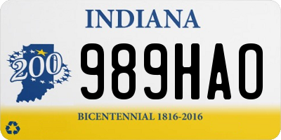 IN license plate 989HAO