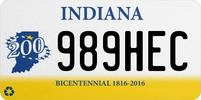 IN license plate 989HEC