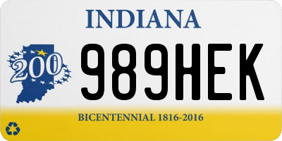 IN license plate 989HEK