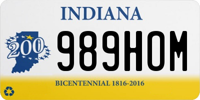 IN license plate 989HOM