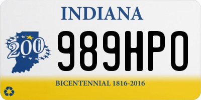IN license plate 989HPO