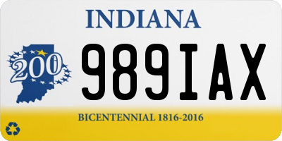 IN license plate 989IAX