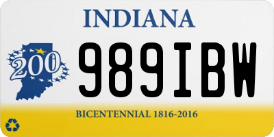 IN license plate 989IBW