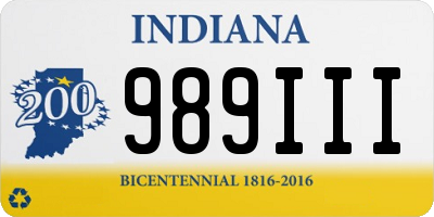 IN license plate 989III