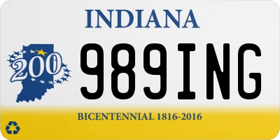 IN license plate 989ING