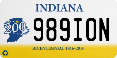 IN license plate 989ION