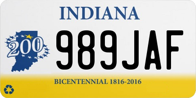 IN license plate 989JAF
