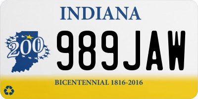 IN license plate 989JAW