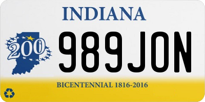 IN license plate 989JON