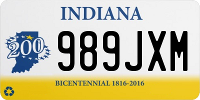 IN license plate 989JXM