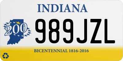 IN license plate 989JZL