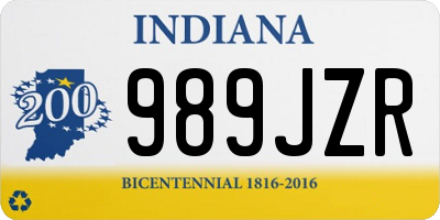 IN license plate 989JZR