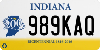 IN license plate 989KAQ