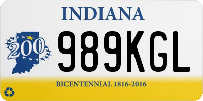 IN license plate 989KGL