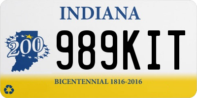 IN license plate 989KIT