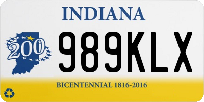 IN license plate 989KLX