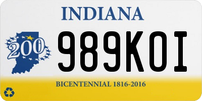 IN license plate 989KOI
