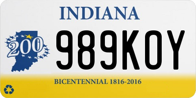 IN license plate 989KOY