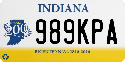 IN license plate 989KPA