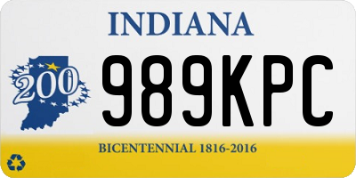 IN license plate 989KPC