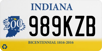 IN license plate 989KZB
