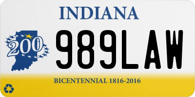 IN license plate 989LAW