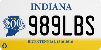 IN license plate 989LBS