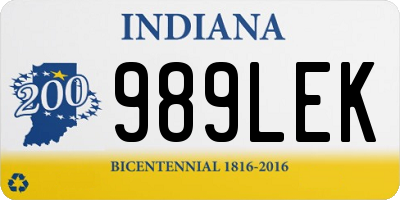 IN license plate 989LEK