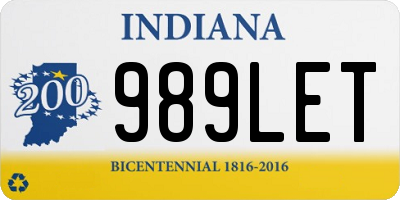 IN license plate 989LET