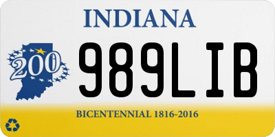 IN license plate 989LIB