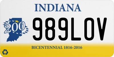 IN license plate 989LOV