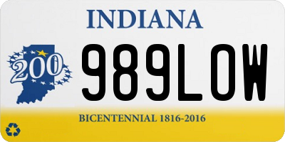 IN license plate 989LOW