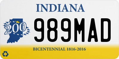 IN license plate 989MAD