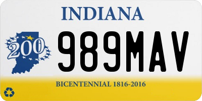 IN license plate 989MAV