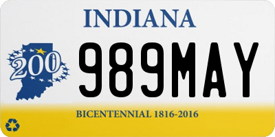 IN license plate 989MAY