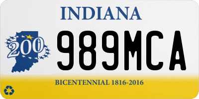 IN license plate 989MCA