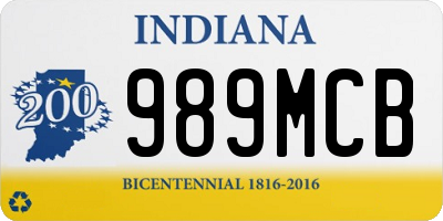 IN license plate 989MCB