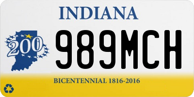 IN license plate 989MCH