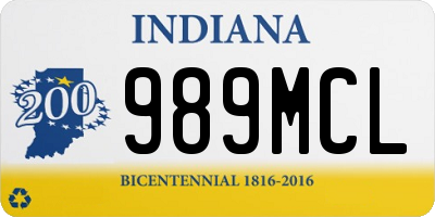 IN license plate 989MCL
