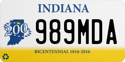 IN license plate 989MDA