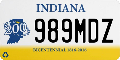 IN license plate 989MDZ