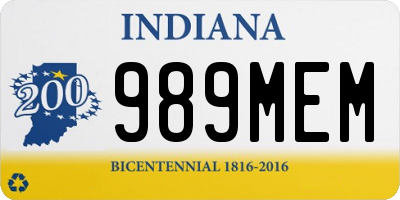 IN license plate 989MEM