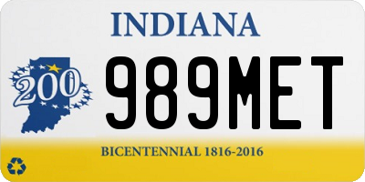 IN license plate 989MET